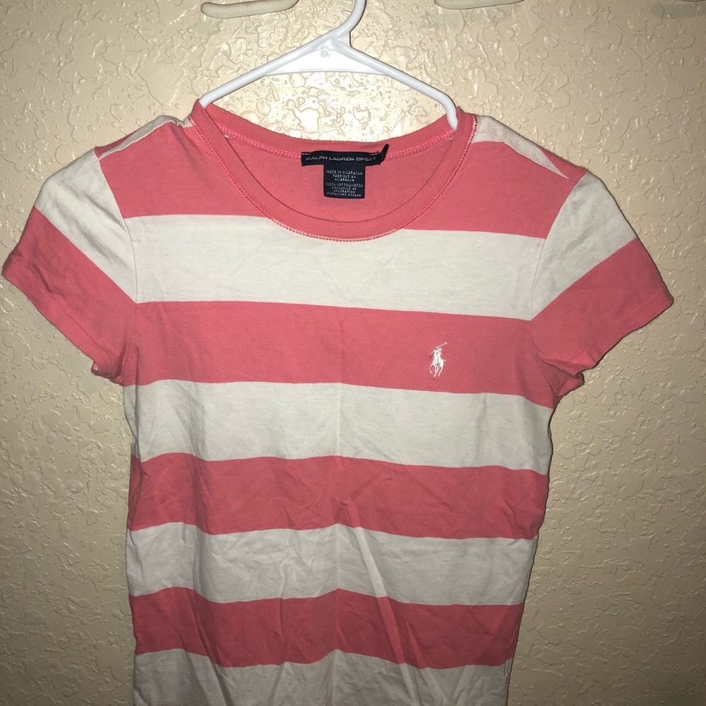 Ralph Lauren pink and white stripped short sleeve